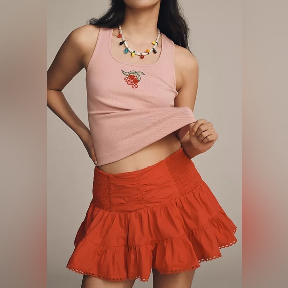 NWT Size XL - Anthropologie Cotton Smocked Mini Skirt